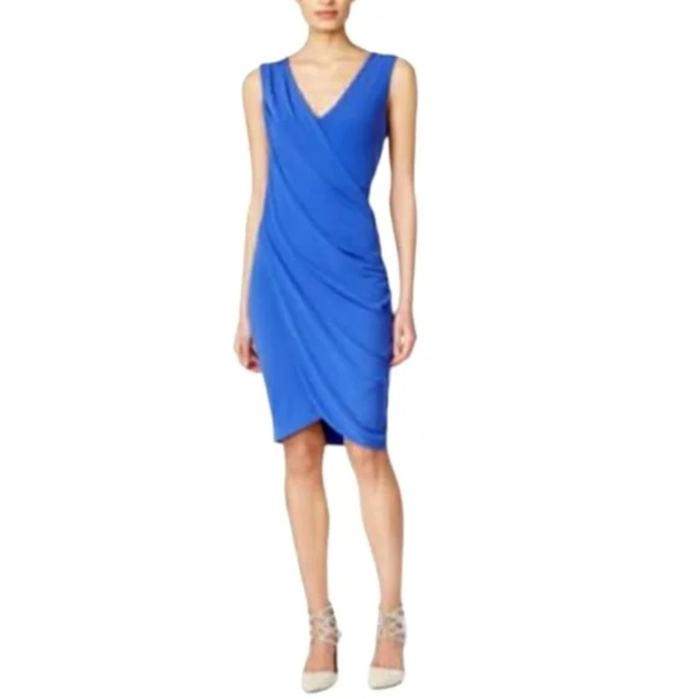 RACHEL Rachel Roy Blue Asymmetrical Ruched Cocktail Dress